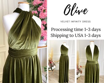 OLIVE Velvet Infinity Bridesmaid Dress Velvet Bridesmaid Dress velvet long infinity Dress velvet wrap dress velvet party dress Evening dress