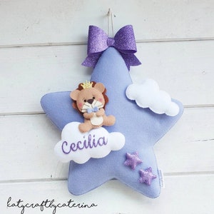 fiocco nascita bimba, fiocco nascita stella, fiocco nascita pannolenci