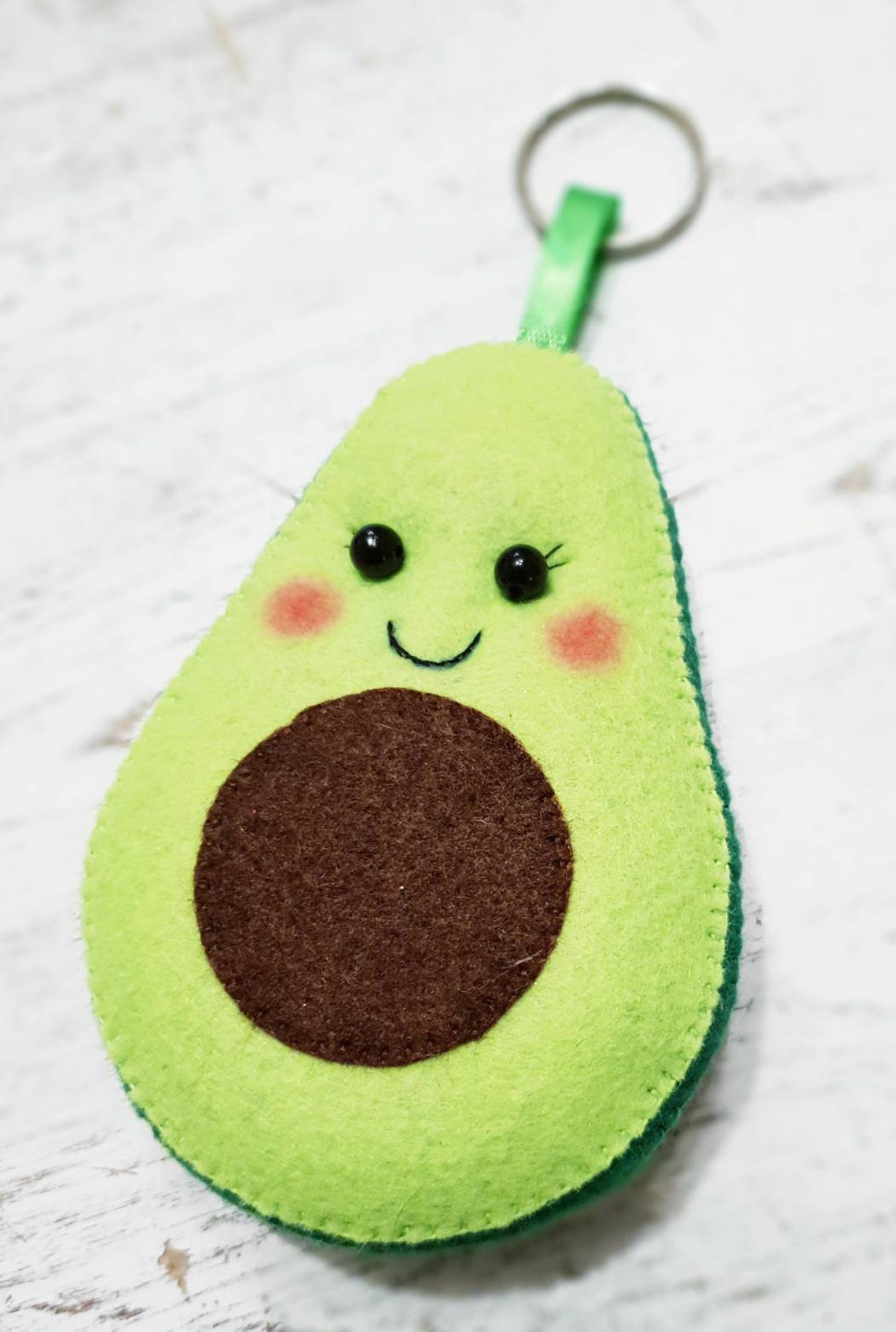 Avocado keyring. Personalized keychains. Felt keychain. Etsy