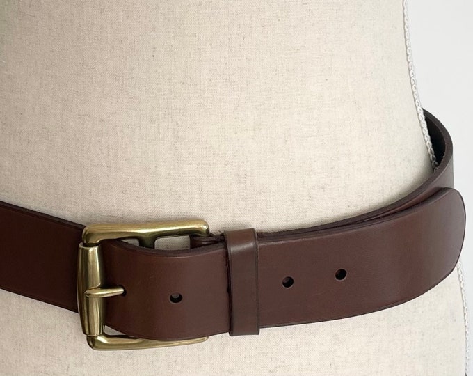 Polo Ralph Lauren Belt Original 150 Price Tag Brown Italian Leather Heavy Logo Embossed Brass Buckle Solid Plain Strap Mens Womens