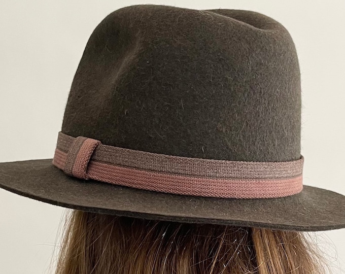 Handsome Mohair Fedora Hat Two Tone Woven Hat Band Vintage Spring Canyon Hats Taupe Brown Mens Womens Classic Hats