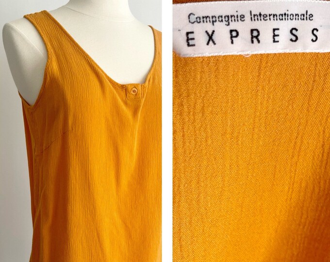 80s Express Tank Top Burnt Orange Sleeveless Top Vintage Express Compagnie Internationale Spring Summer Lightweight Rayon Crepe XS