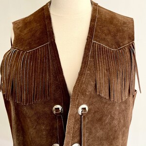 70s Western Suede Vest Fringe Trim Vintage 70s Southwest Cowboy
