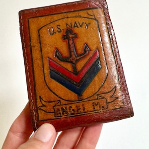 Navy Leder Portemonnaie aus Leder - handgefertigter Portemonnaie aus Leder im Vintage-Stil
