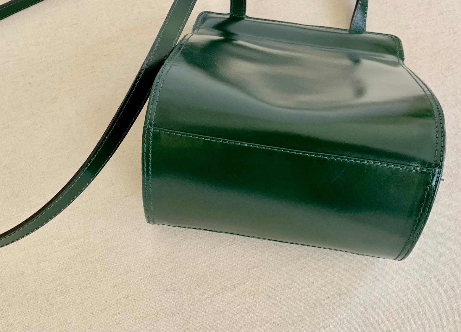 Dark Green Leather Purse Crossbody Bag Made in Italy Vintage Leather ...