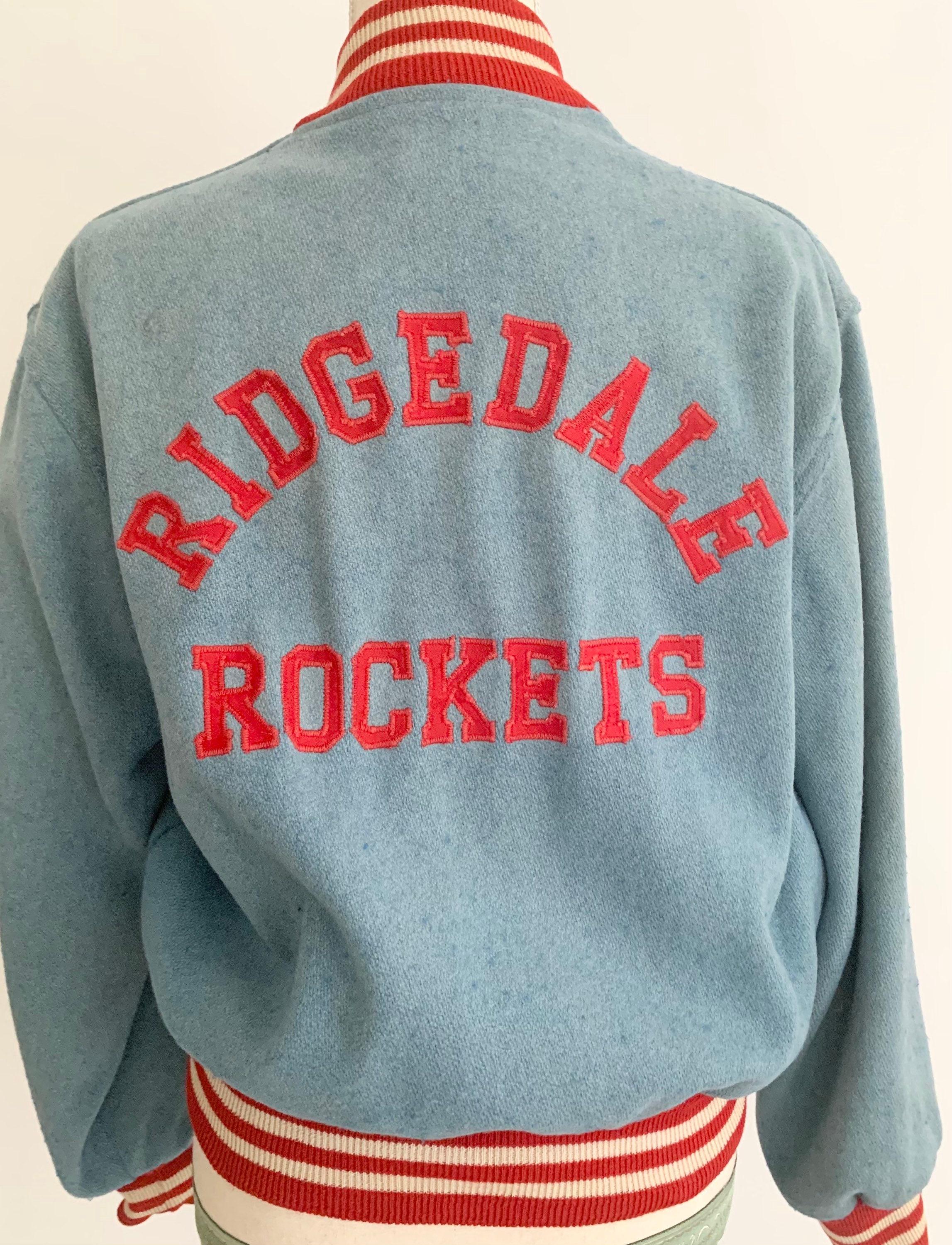 Vintage Letterman Varsity Jacket Bomber Vintage 50s Light Blue Wool