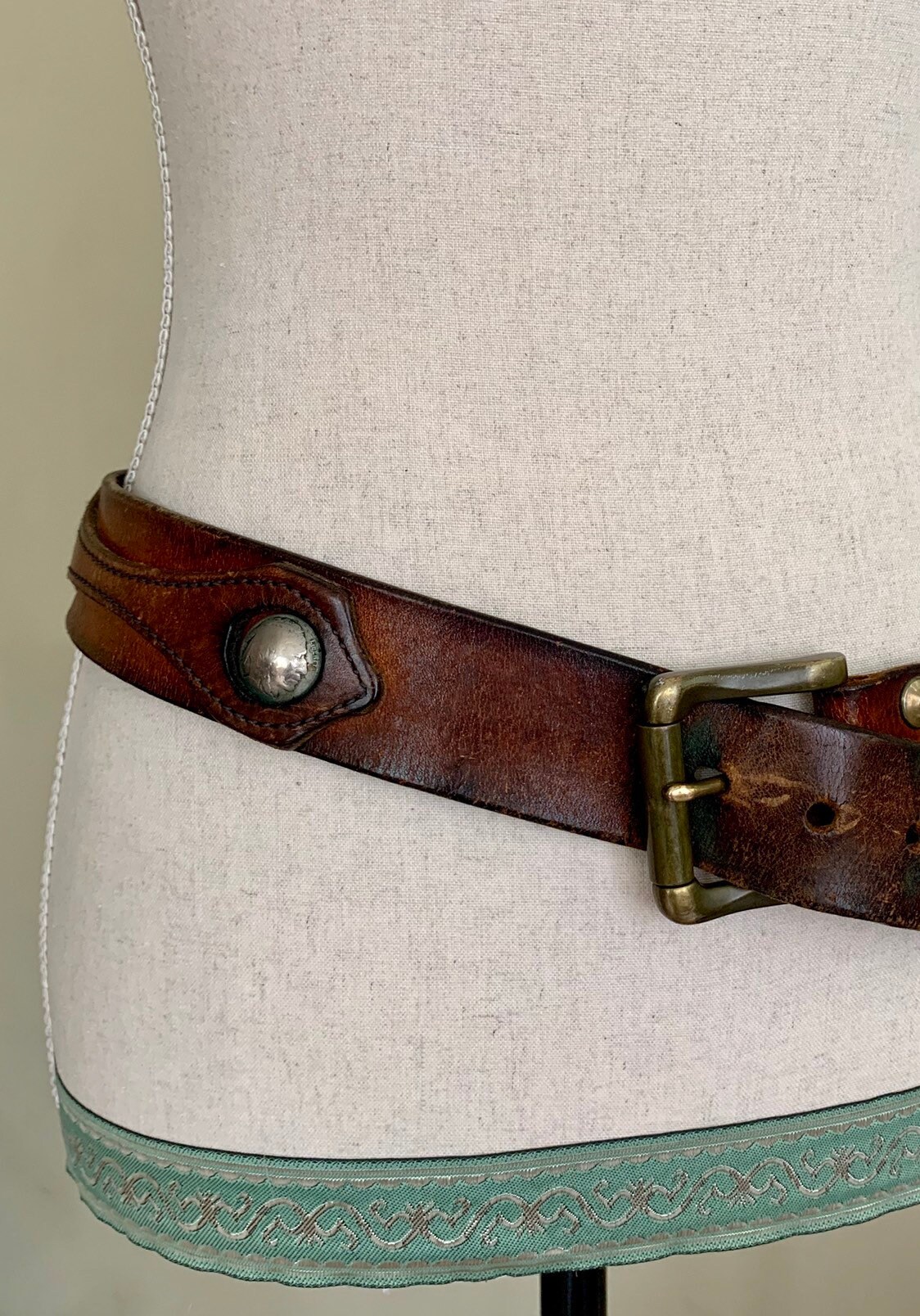 Buffalo Nickel Leather Belt Distressed Vintage Tooled Leather Strap ...