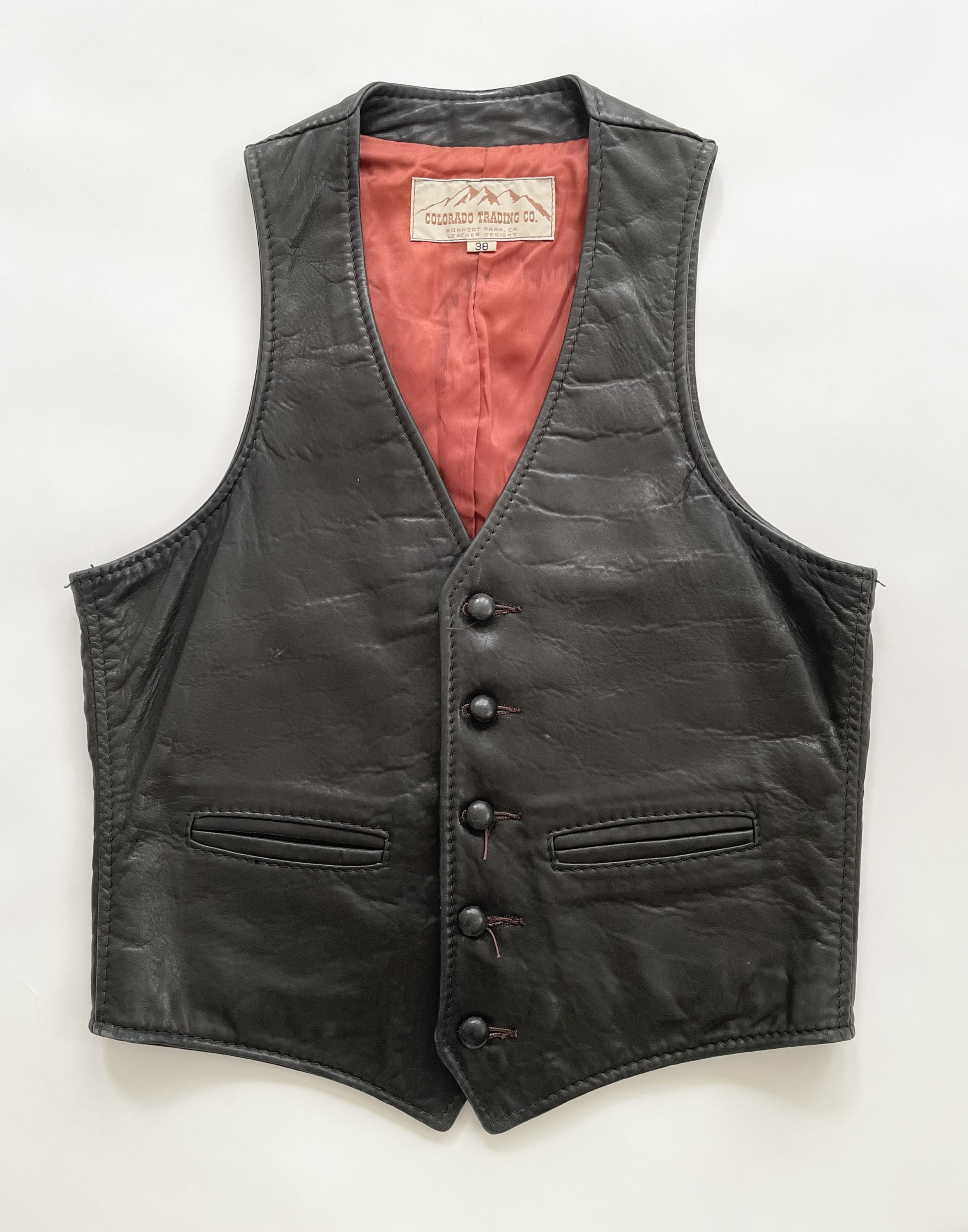 Buttery Soft Leather Vest Vintage Colorado Trading Co Worn Espresso ...