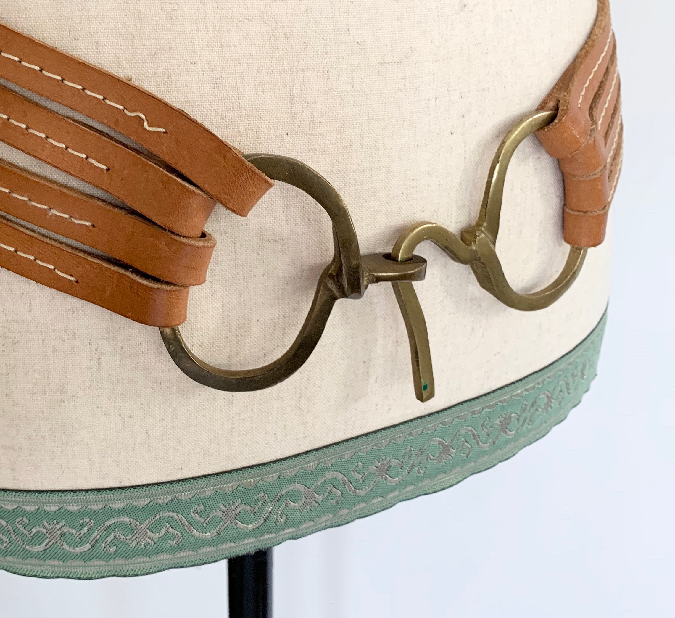 Handmade Horse Bit Belt Vintage Tan Brown Leather Goods Belts Brass