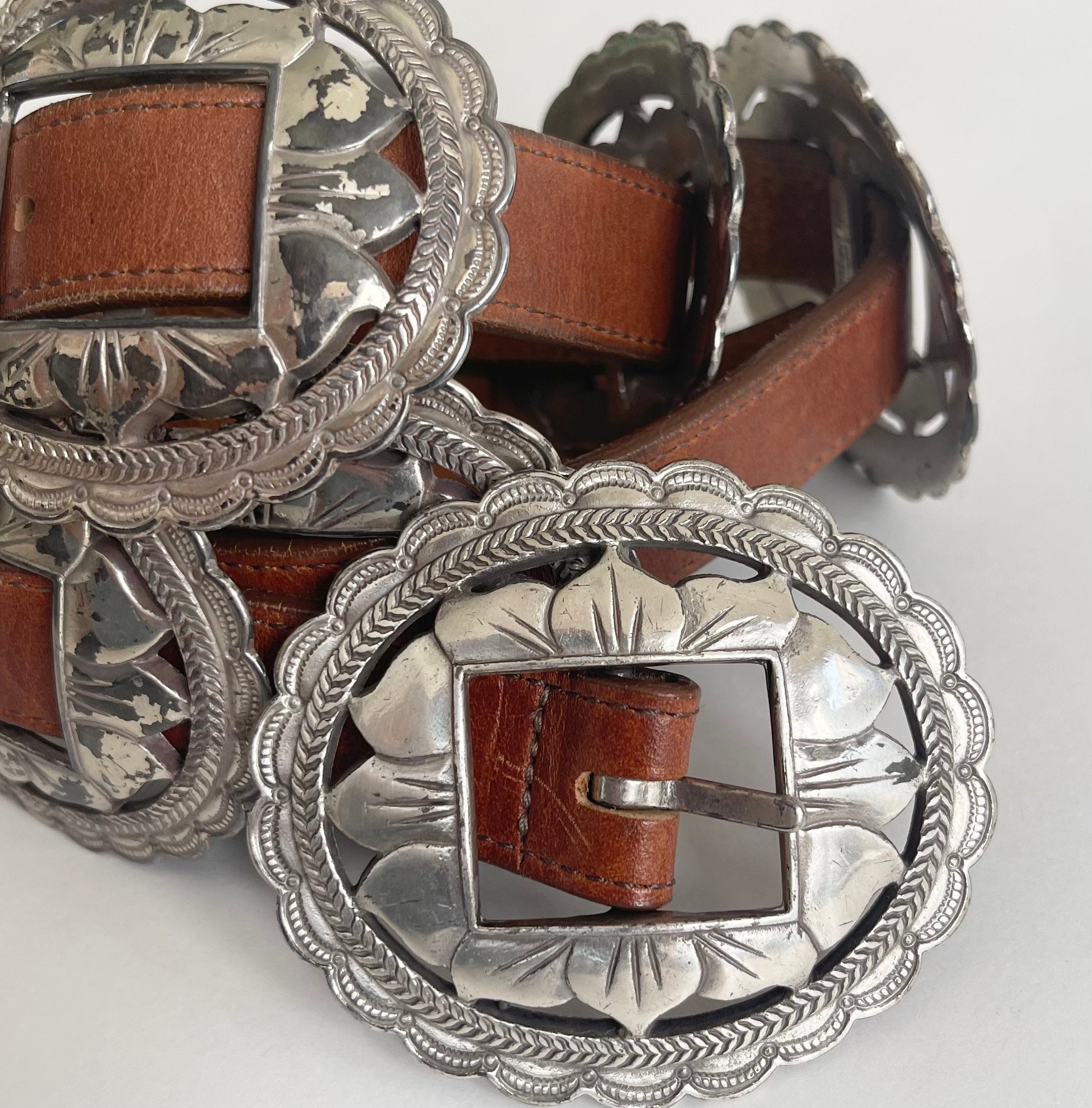 Concho Belt Genuine Leather Southwestern Western Country Sunflower