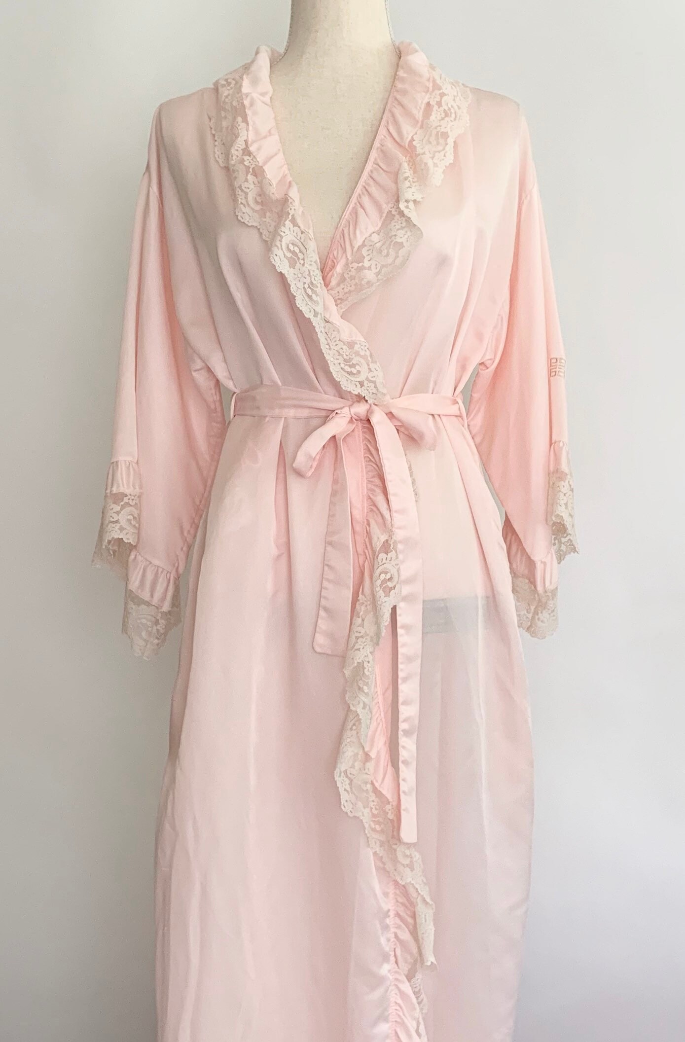 Givenchy Paris Robe Peignoir Dressing Gown Floor Length Vintage Powder ...