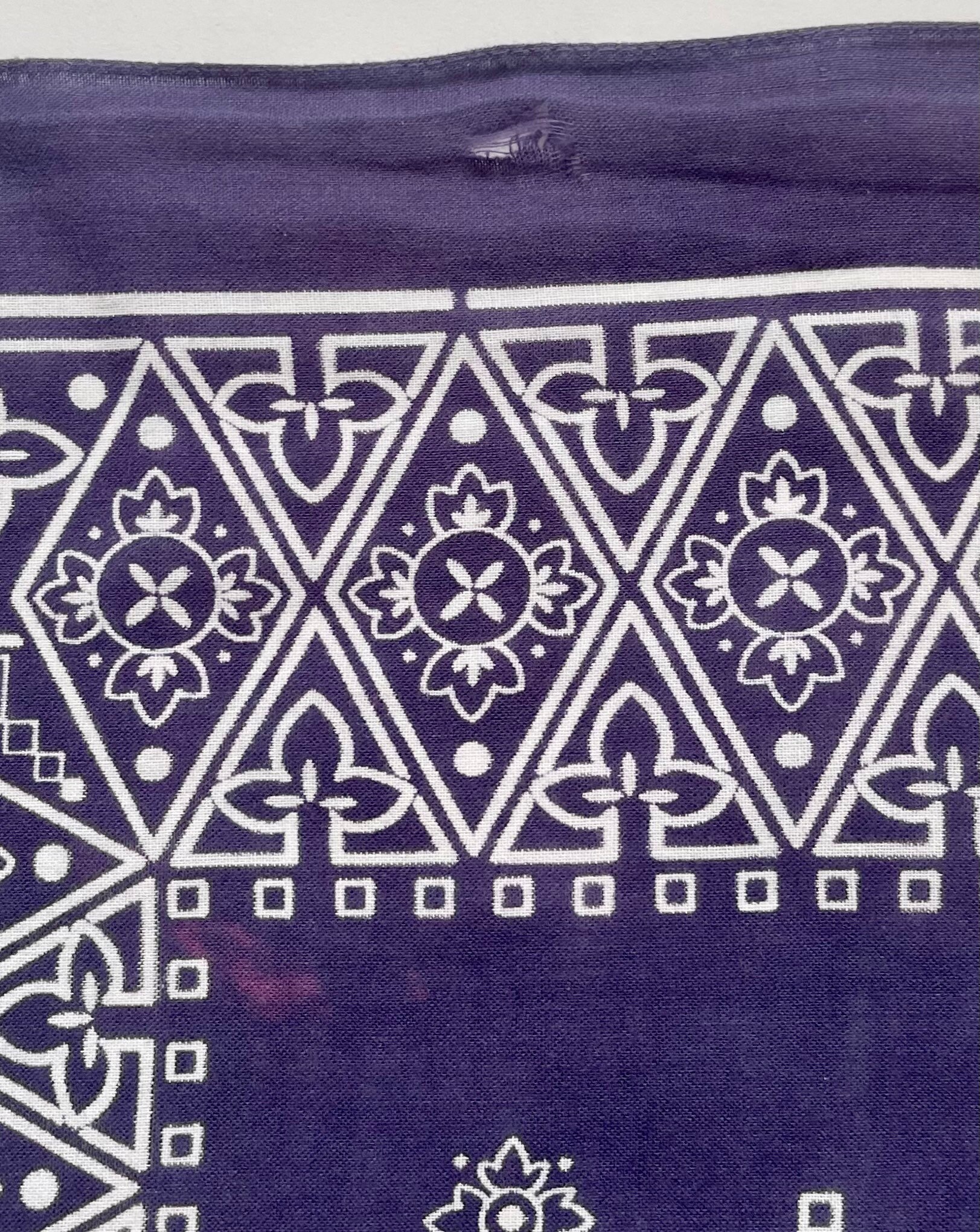 Indigo Blue Bandana Fast Color Geometric Print Vintage 50s 60s Navy ...