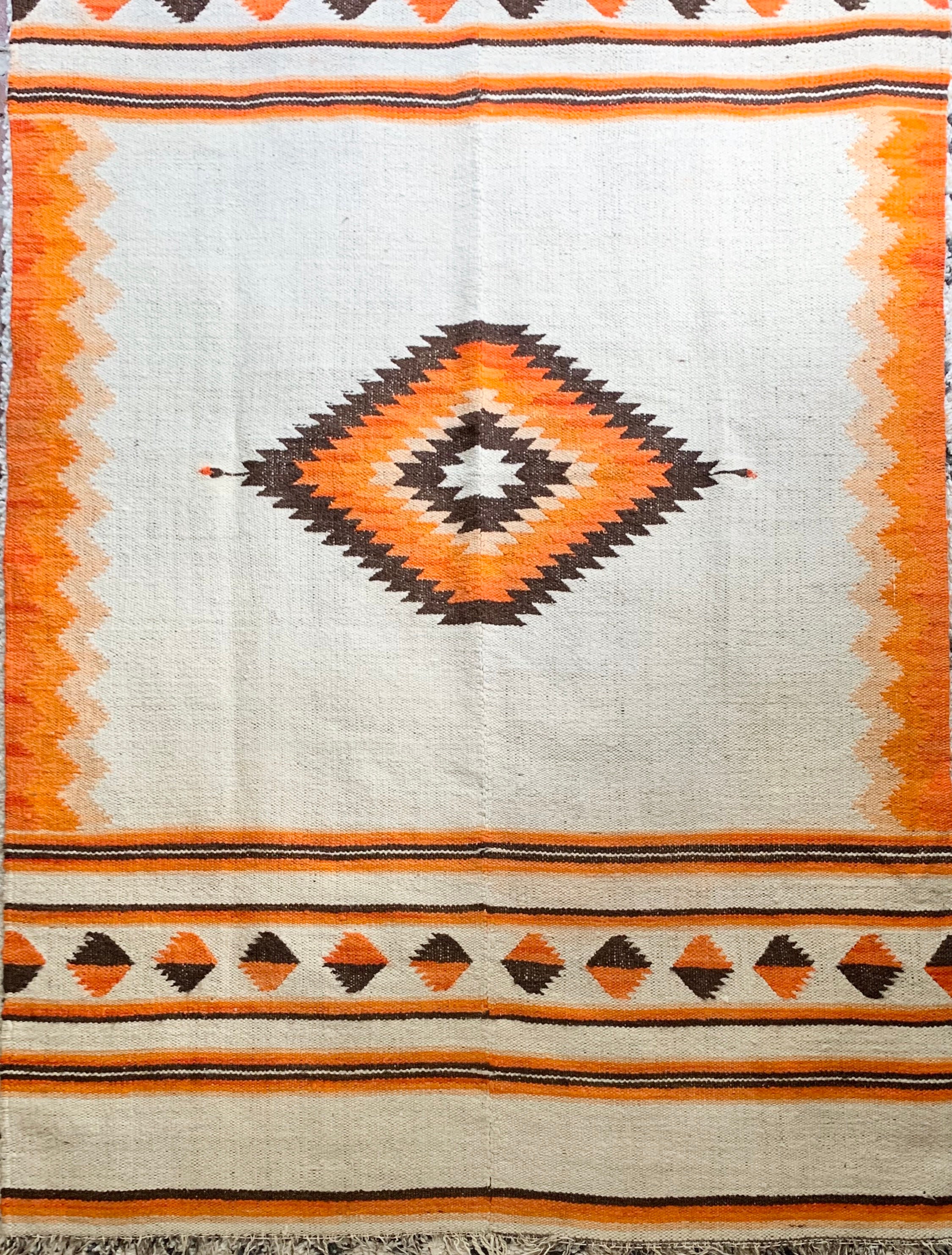Antique Southwest Blanket Throw Rug Vintage 40s Hand Woven Natural