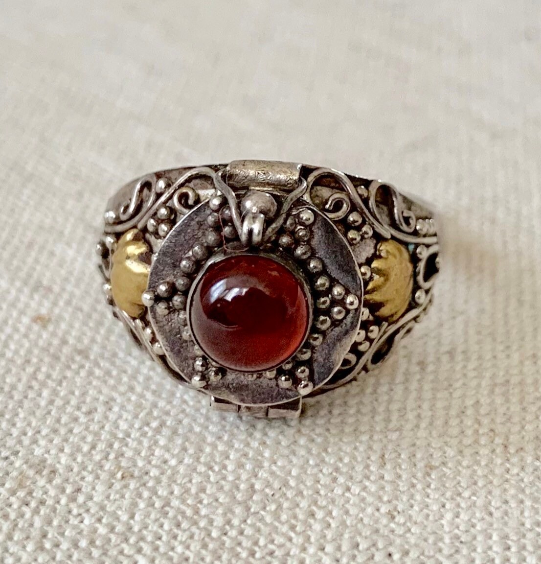 Sterling Silver Poison Ring Vintage Antique Fine Ornate Filagree Secret ...