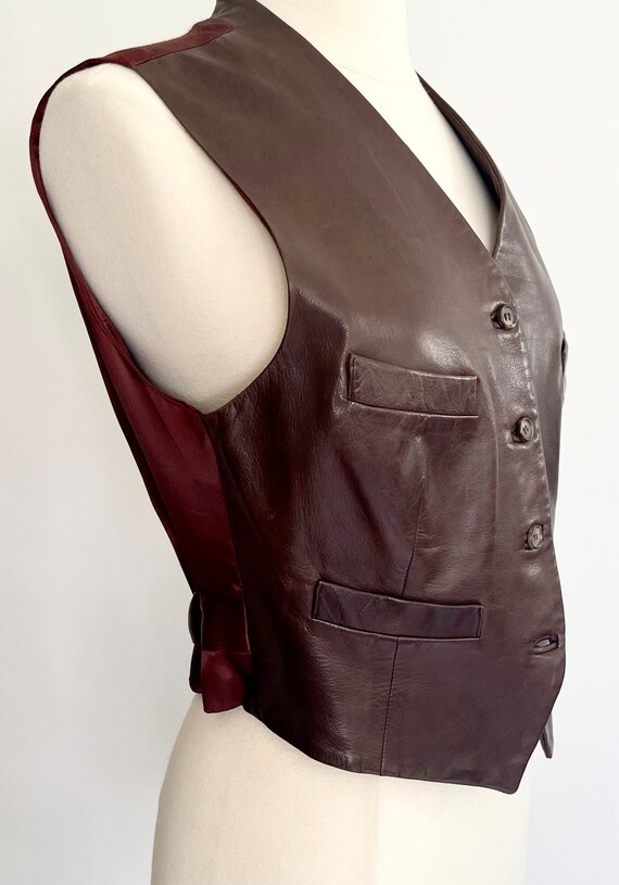 Buttery Soft Leather Vest Vintage 90s DKNY Donna … - image 3