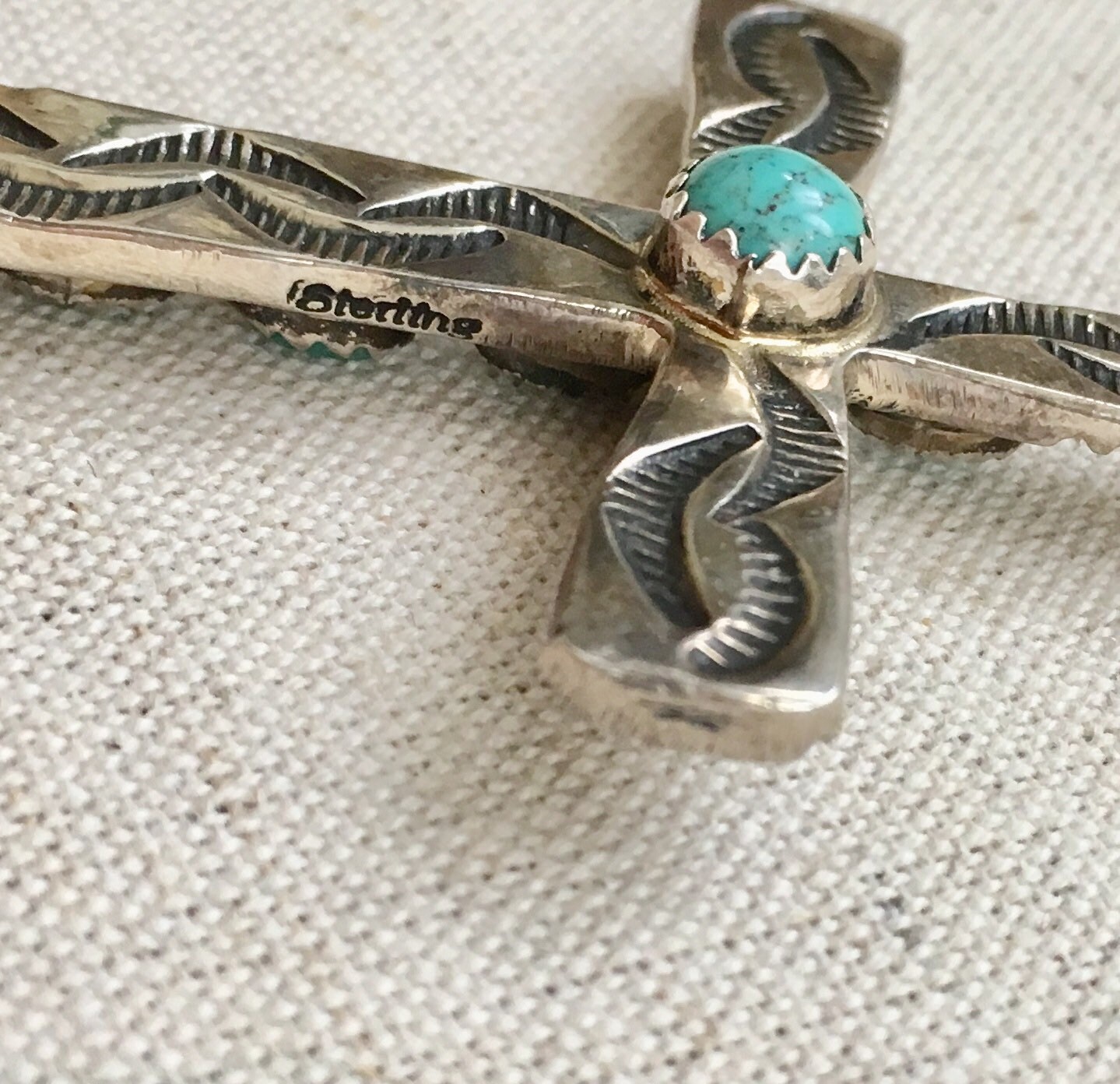 Large Reversible Turquoise Cross Pendant Large Size Sterling Silver ...