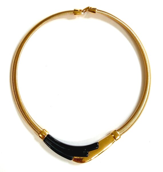 Slinky 80s Gold Choker Necklace Vintage Napier Costume Jewelry