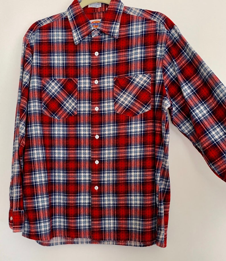 Mens Lumberjack Flannel Shirt Vintage Dickies Button Up Red | Etsy