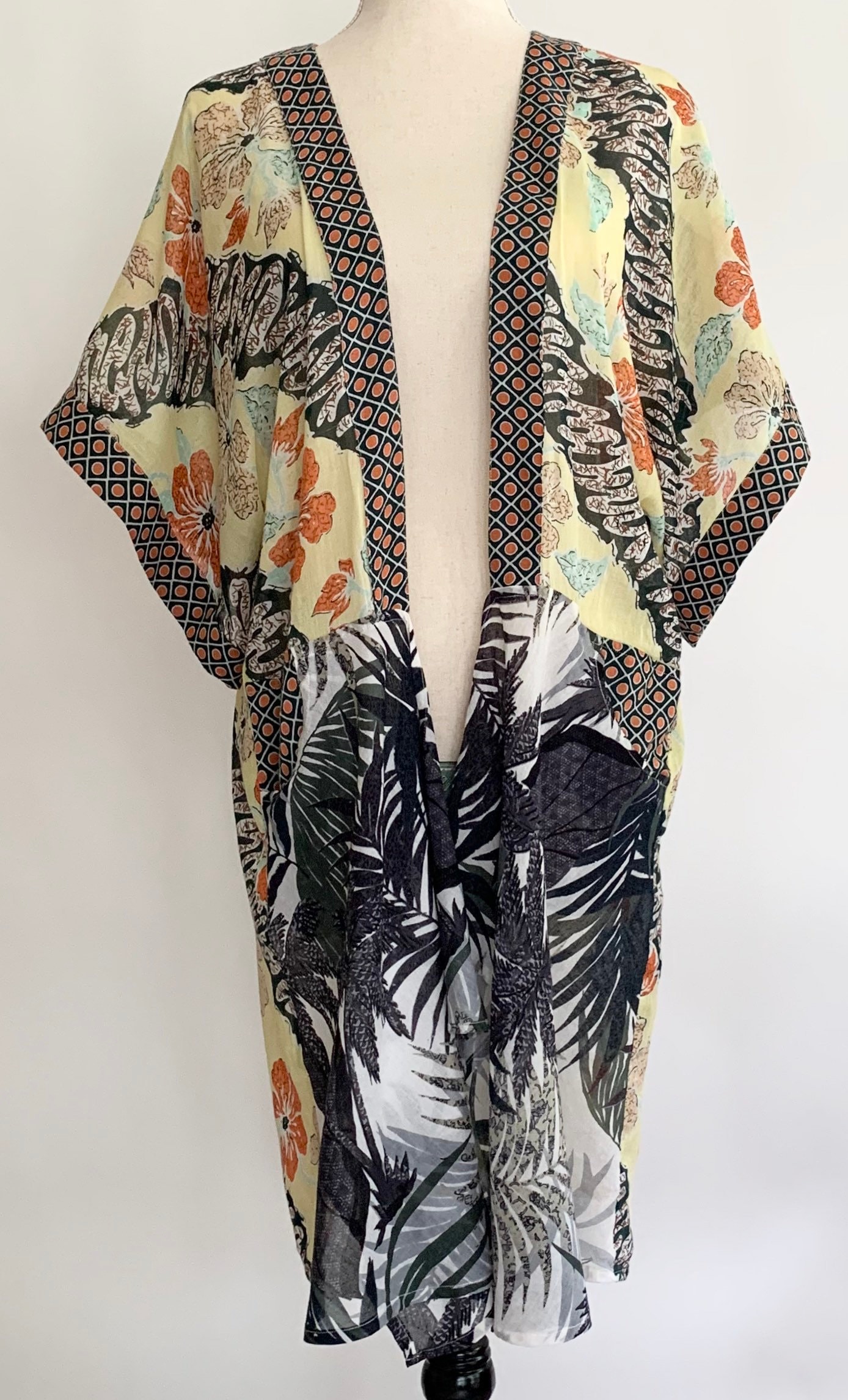 Lightweight Cotton Kimono Cover Up Made in India Boho Floral Hibiscus