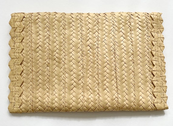 Embroidered Straw Clutch Bag Envelope Clutch Boho… - image 4