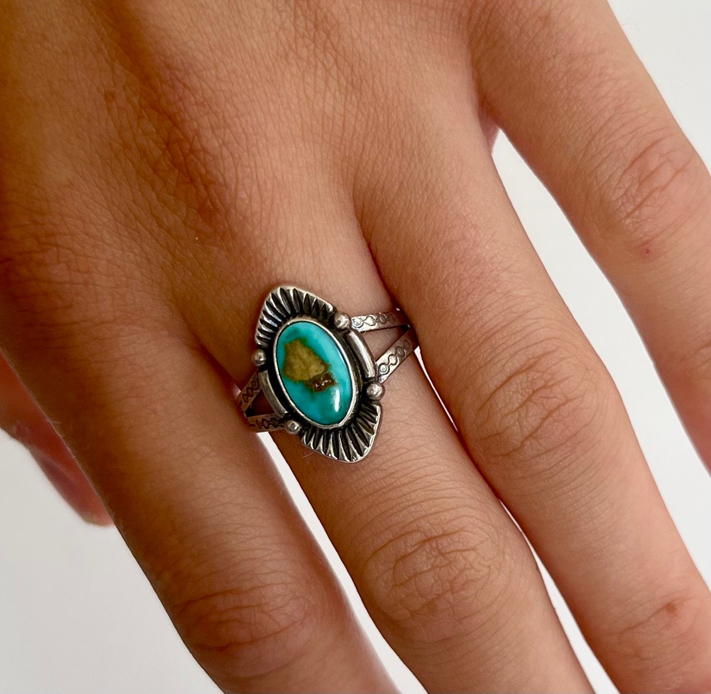 Navajo Vtg Fred Harvey Turquoise Ring