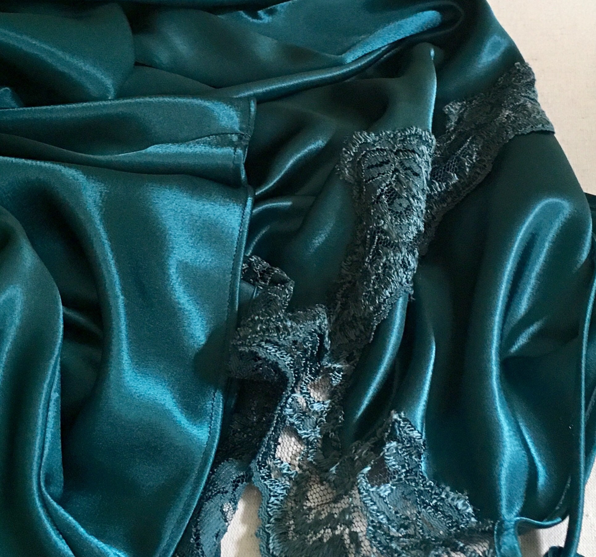 Long Emerald Green Nightgown Slip Nightie Vintage 70s California