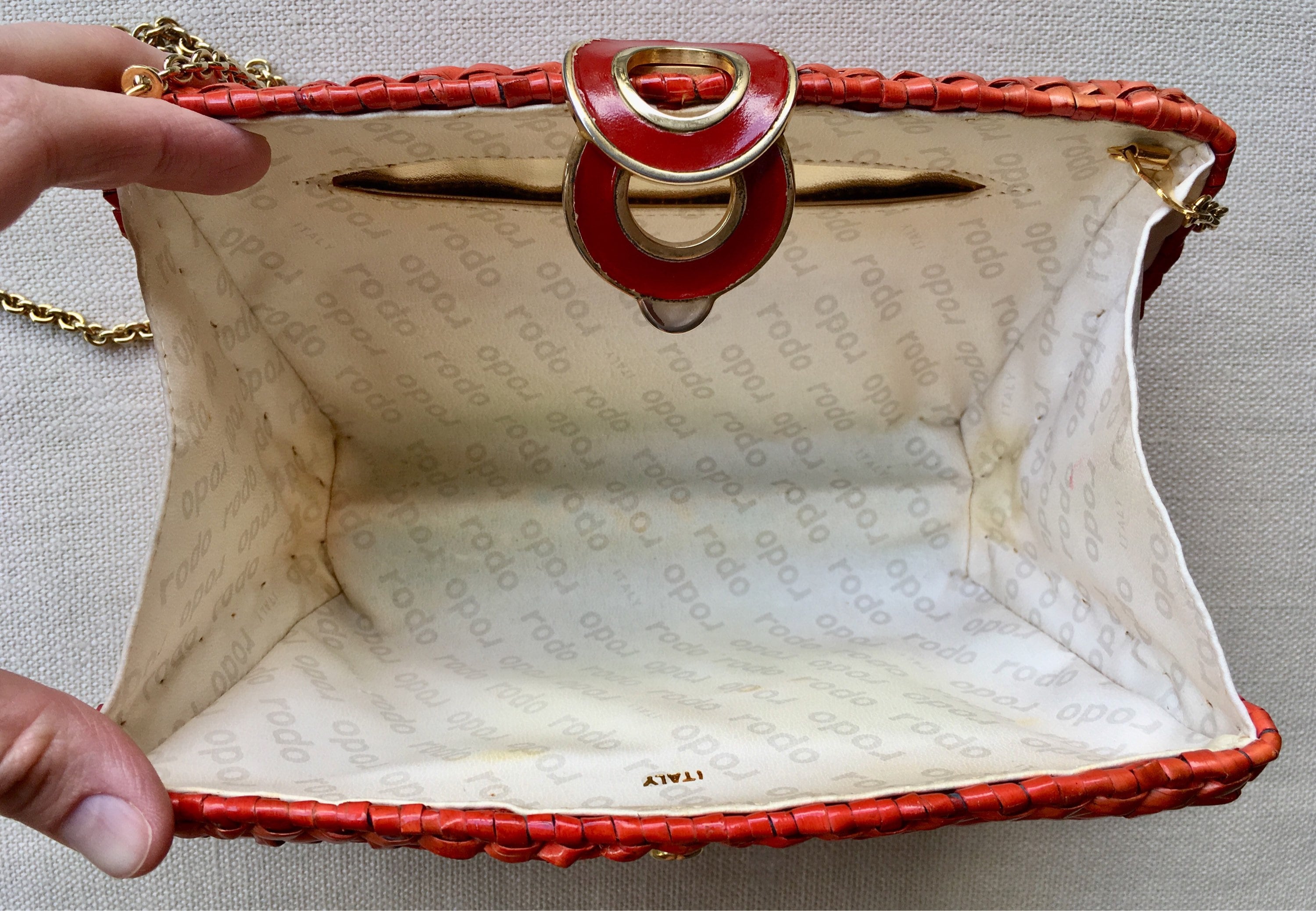 Rodo Italy Wicker Purse Clutch Handbag Vintage 60s Rattan Weave