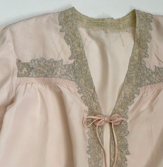 Antique Silk Bed Jacket Vintage Early 1900s 20s 30s Pale Ballet  