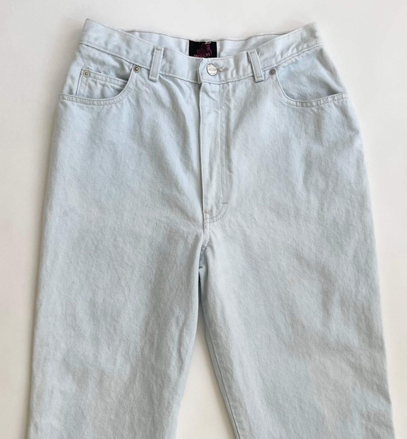 80s Sasson Mom Jeans High Waist Very Light Denim White Wash Vintage ...