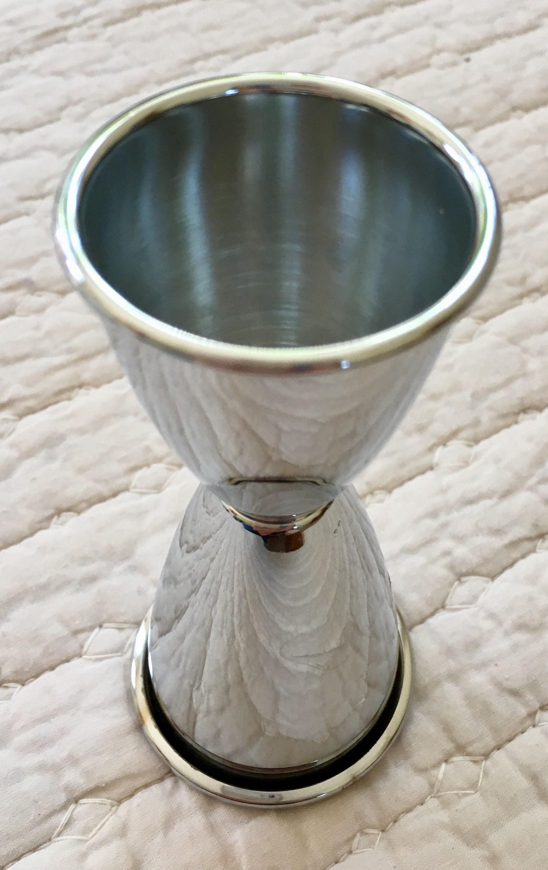 Vintage Silver Cocktail Jigger Barware Shot Glass Stainless Made in USA