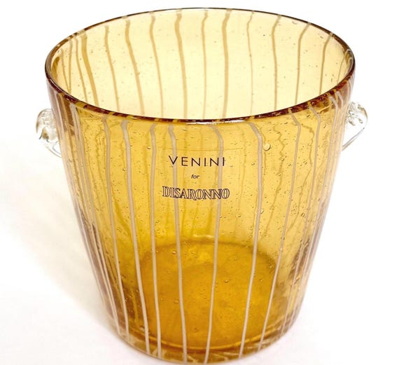 Venini for Disaronno Amber Gold White Glass Ice Bucket Murano Italy