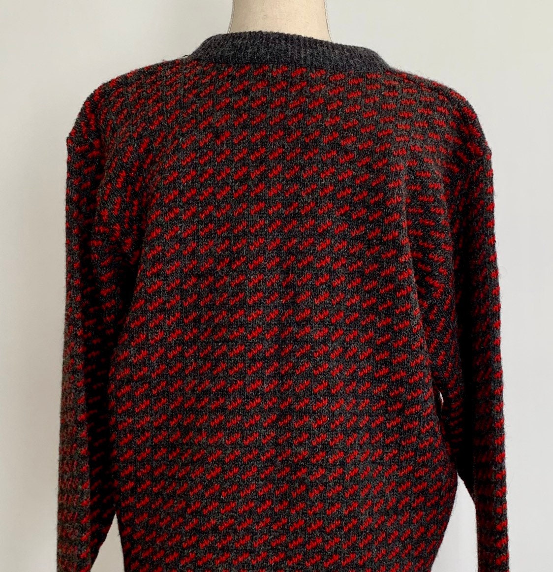 Mens Norwegian Wool Made in Norway Sweater Vintage LL Bean Red Charcoal ...