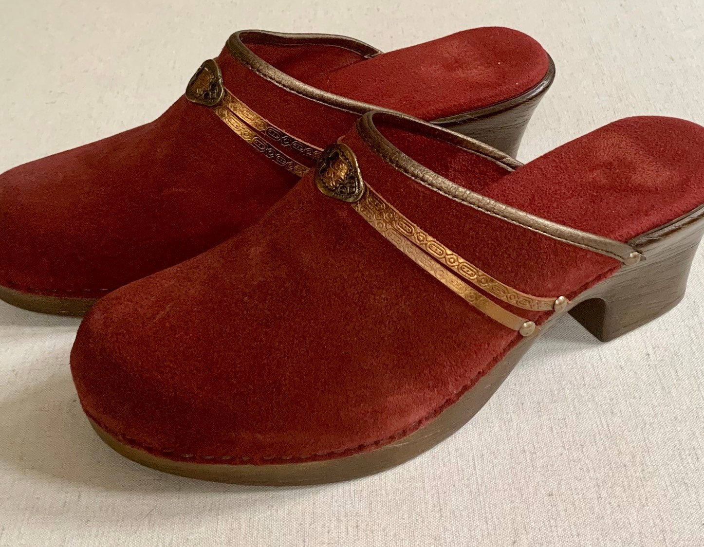 Italian Oxblood Suede Clogs Made in Italy Vintage Leather Women's Shoes ...