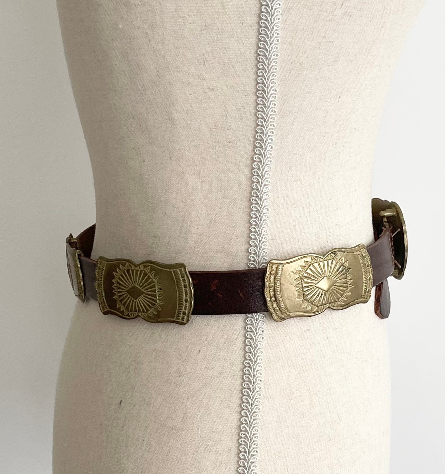 Western Brass Concho Belt Vintage 80s Banana Republic Safari & Travel ...