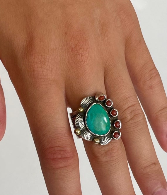 Older Turquoise Ring Vintage Native American Nava… - image 4