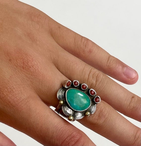 Older Turquoise Ring Vintage Native American Nava… - image 2