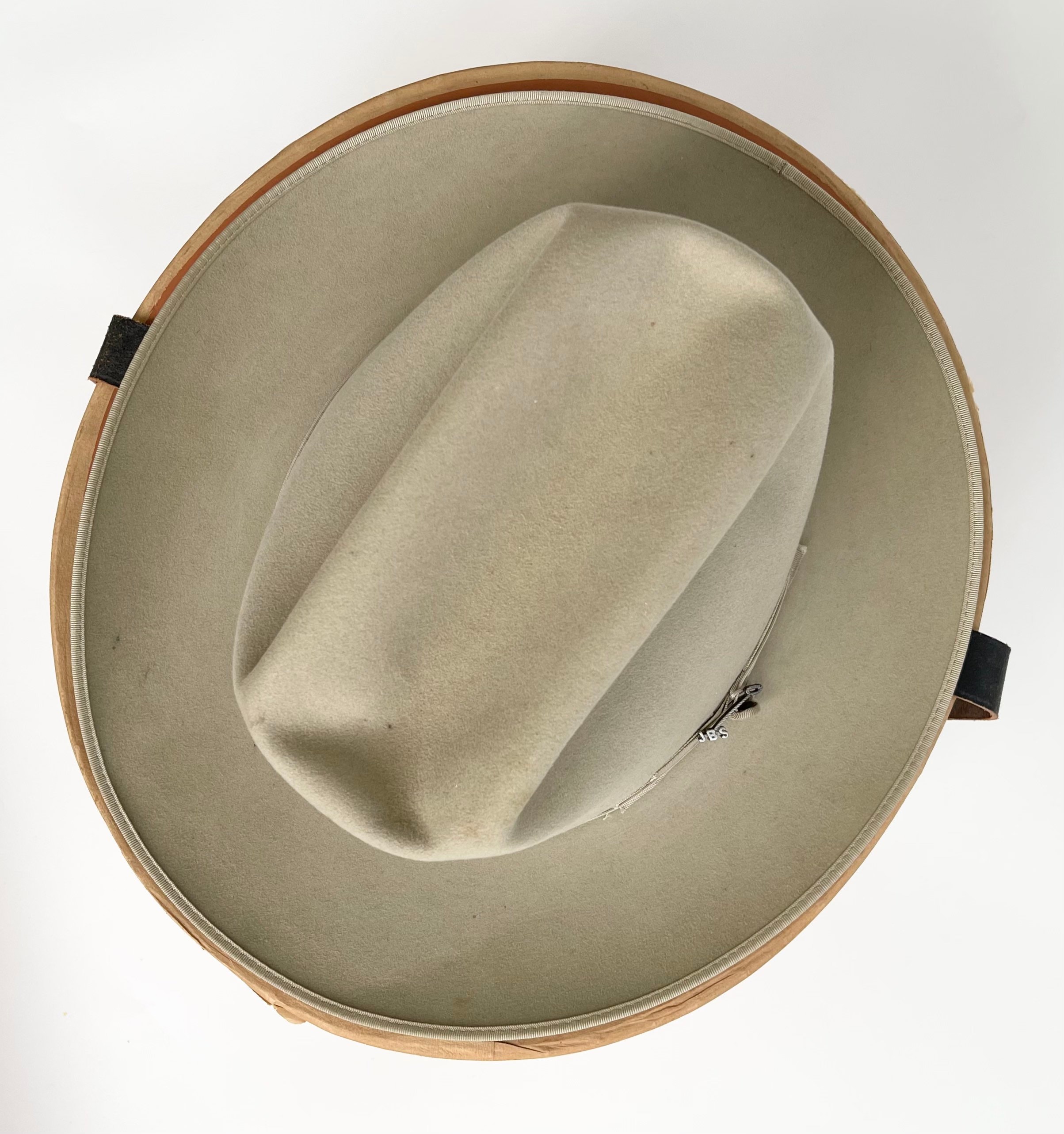 Stetson Cowboy Hat Fedora With Hat Box And Jbs Branding Iron Hat Pin