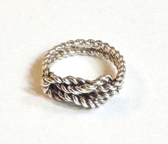 Navajo Sterling Silver Knot Ring Band Twisted Rope Cable Vintage 925 Love Knot Size 6.5
