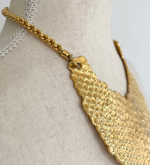 YSL Gold Bib Necklace Vintage 90s Yves Saint Laur… - image 4