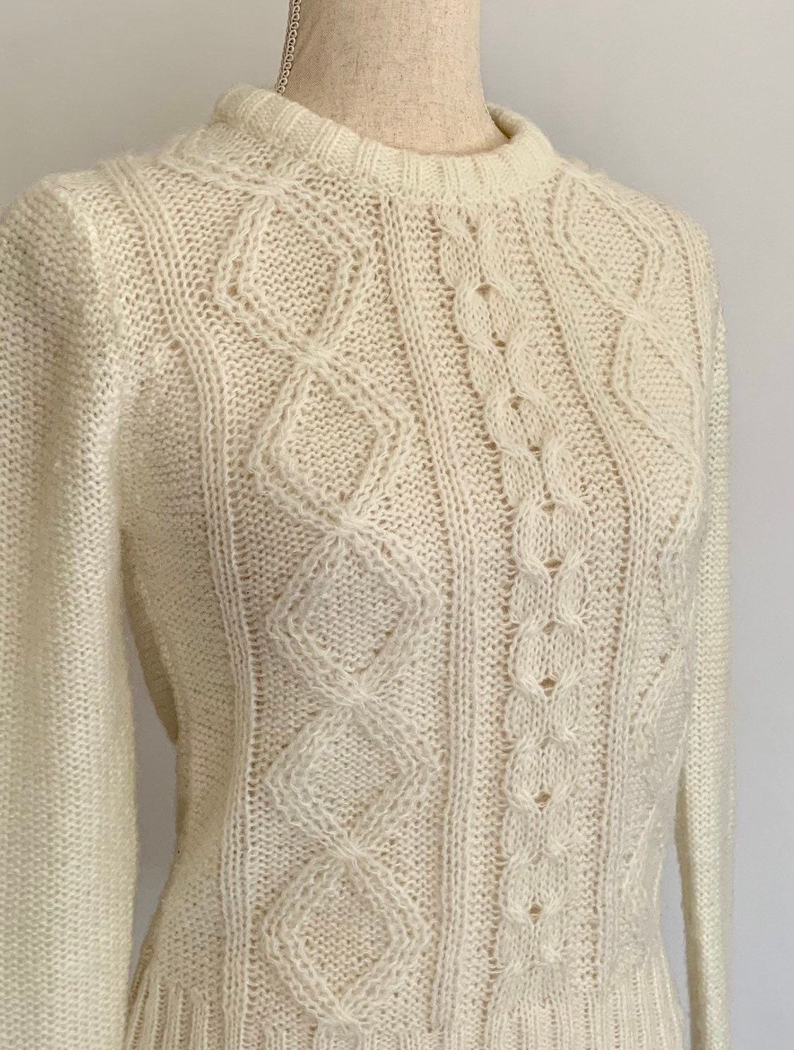 Winter White Fisherman Sweater Vintage 70s 80s Aran Style Women's ...