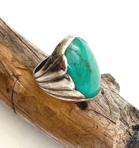 Bell Trading Turquoise Ring Vintage Native American Navajo Fred Harvey Trading Post Era Size