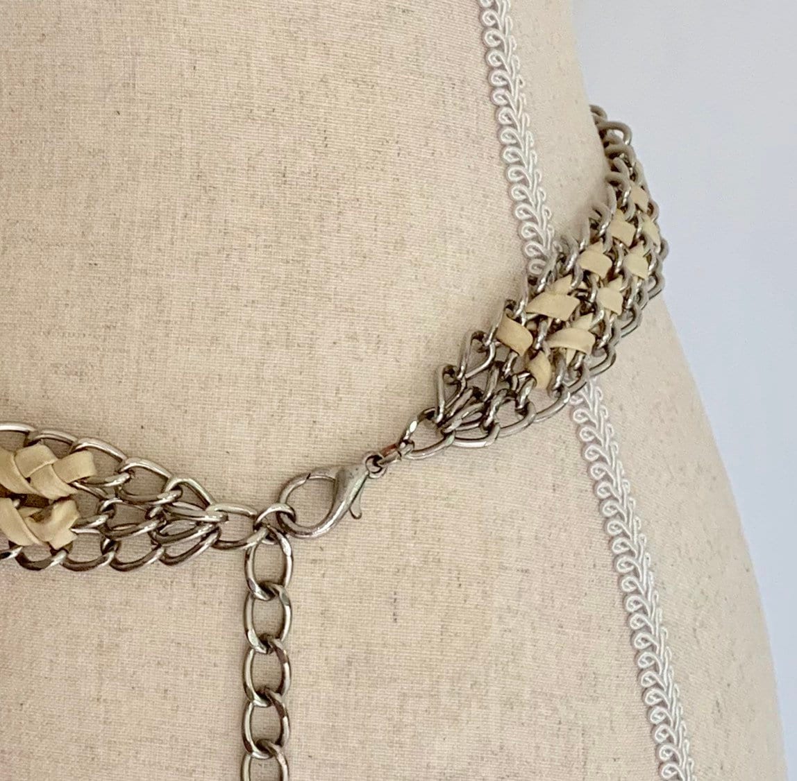 80s Silver Chain Belt Vintage Belts Adjustable Length Link Rock and
