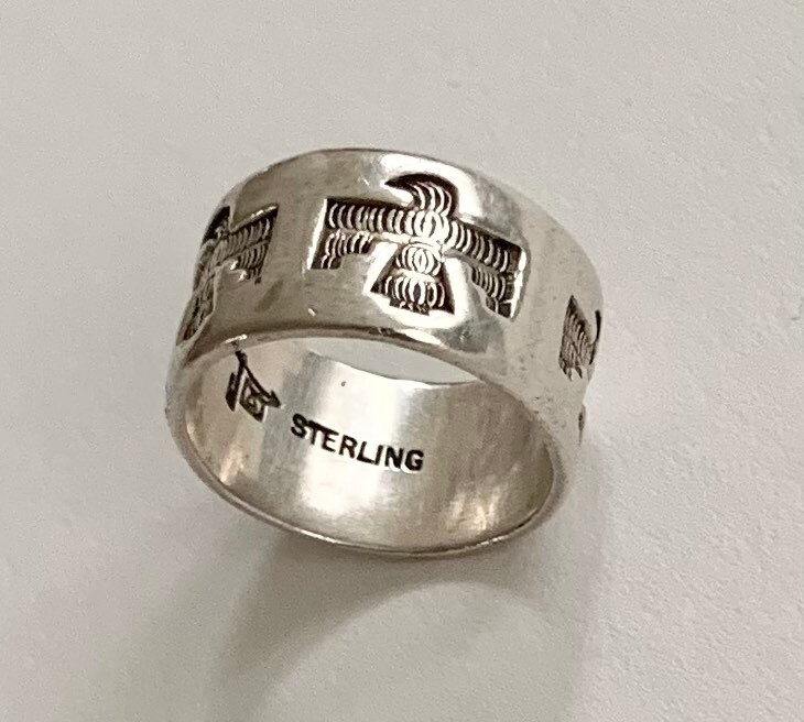 Vintage Heavy Stamped Sterling Silver Cigar Band Ring Approx