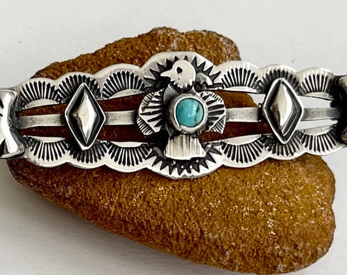 Antique Thunderbird Turquoise Pin Brooch Sterling Silver Turquoise Vintage Native American Navajo Fred Harvey Era Old Pawn Jewelry