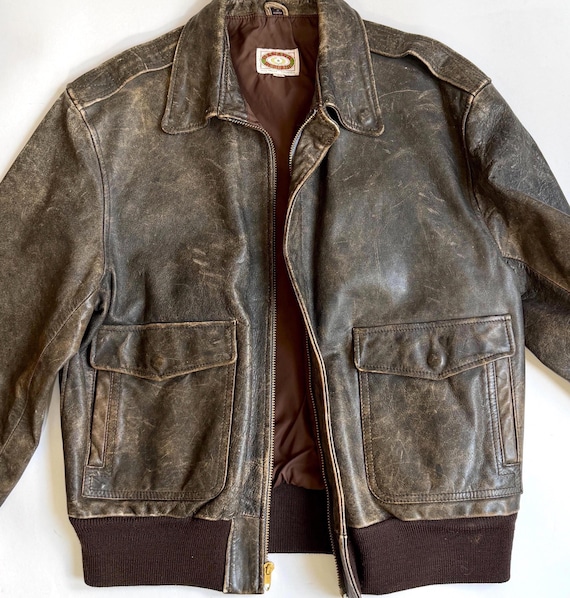 Vintage 80s Banana Republic Army Air Corps Leather Bomber Jacket Mill Valley California