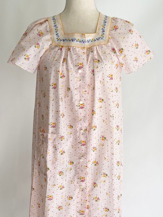 Floral Nightgown House Dress Robe Vintage Mid Cen… - image 1