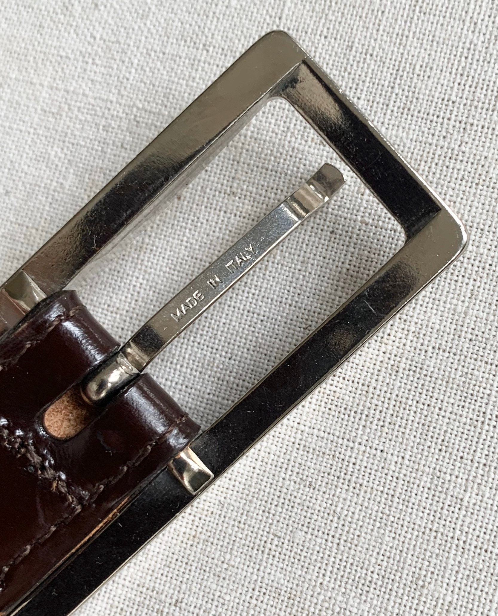 Minimalist Glossy Leather Belt Dark Brown Skinny Strap Made in Italy ...