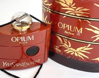 Yves Saint Laurent Opium Parfum Vintage 70s Red Case Perfume Vial