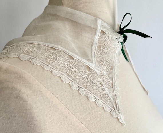 Antique Victorian Edwardian Collar Fine White Cot… - image 3