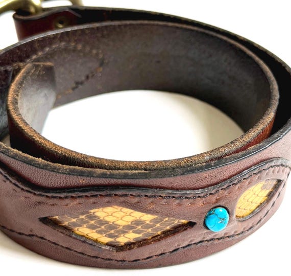 Western Python Turquoise Belt Vintage Southwick L… - image 5